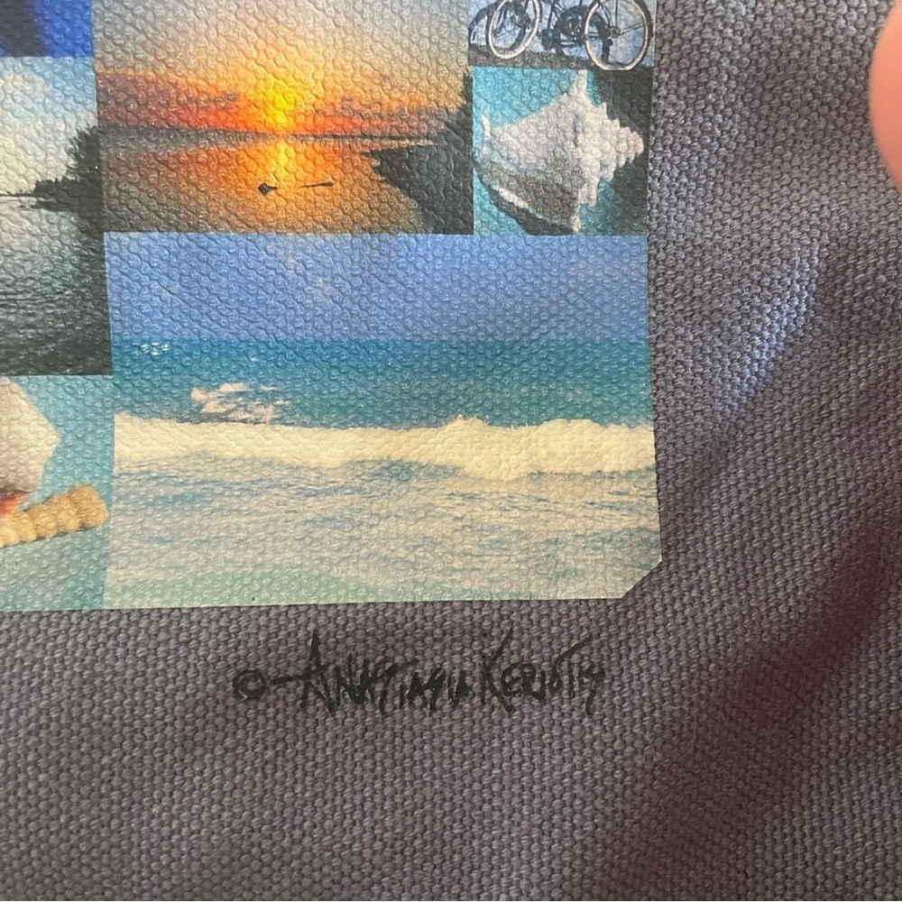 Dharma Love Life’s a Beach Blue Canvas Messenger Book Bag Crossbody Ocean Relax - Picture 4 of 16